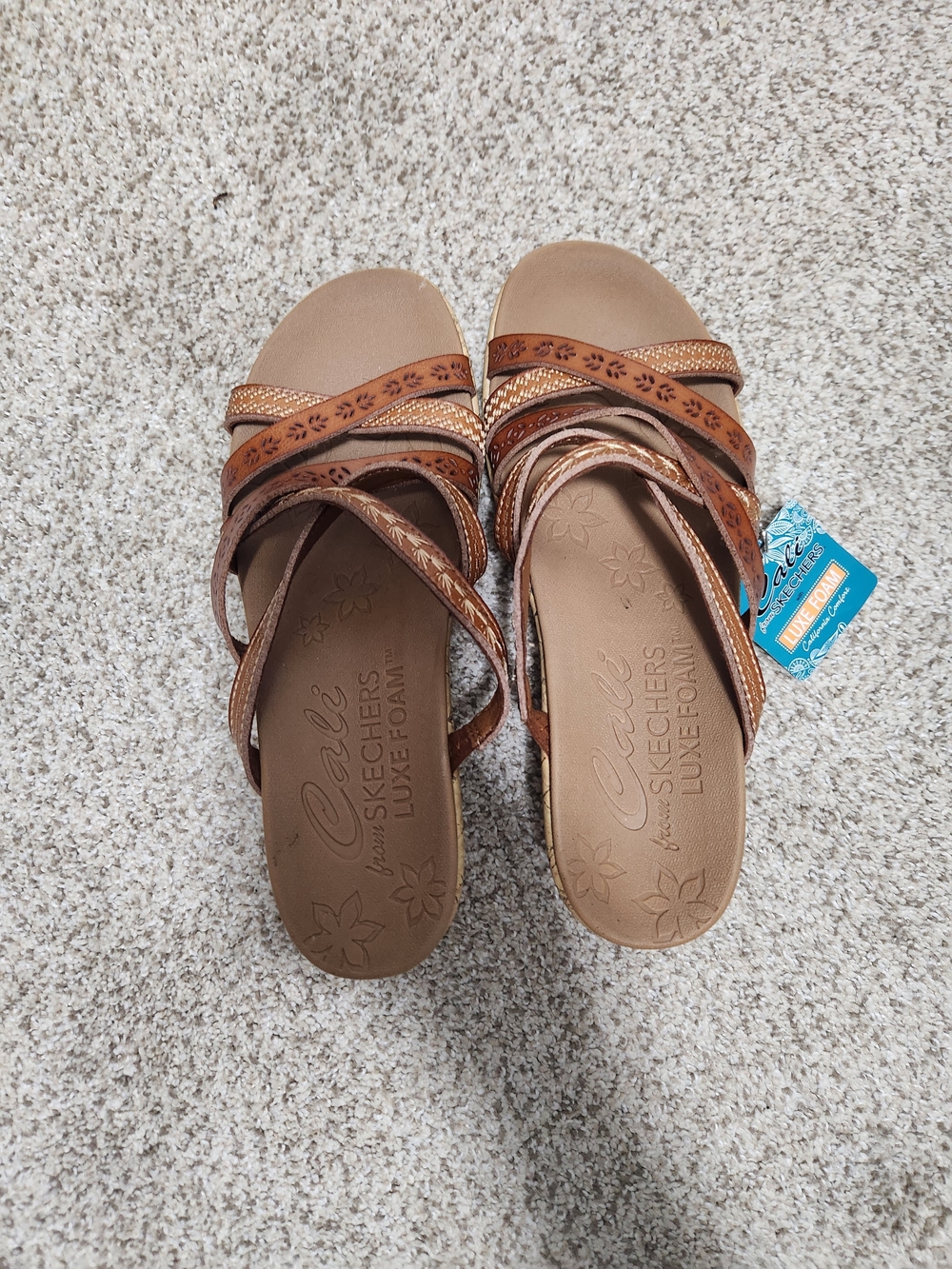 Skechers Brown Multi-Strap Luxe Foam Sandal